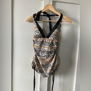 Venus halter top cheetah leopard metallic black Swim top size 10
